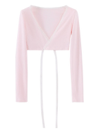 Ballerina Bliss wrap cardigan in pink, balletcore top by Angel Ruche