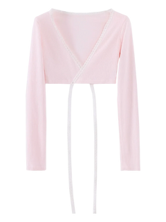 Ballerina Bliss wrap cardigan in pink, balletcore top by Angel Ruche