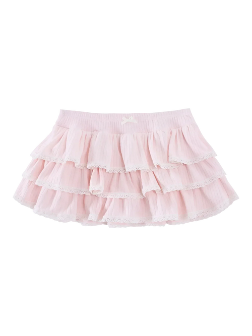 Ballerina Bliss ruffle mini skirt in pink, balletcore skirt by Angel Ruche