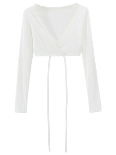 Ballerina Bliss wrap cardigan in cream white, balletcore top by Angel Ruche