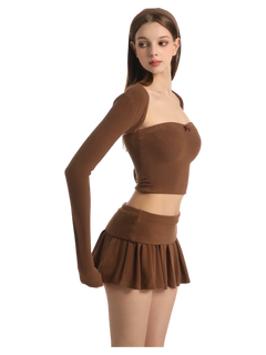 Pilate Princess bolero shrug cardigan in brown by Angel Ruche, photo 2