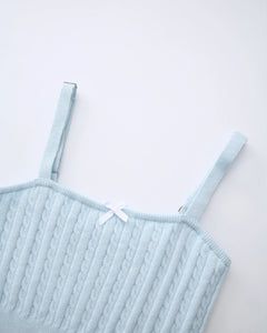 Colette cable knit cami top in ice blue by Angel Ruche, photo 10