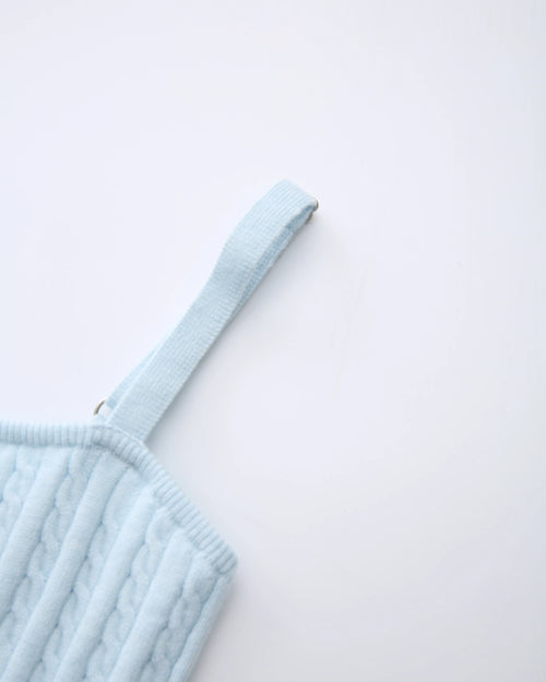 Colette cable knit cami top in ice blue by Angel Ruche, photo 11