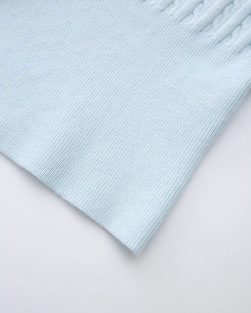 Colette cable knit cami top in ice blue by Angel Ruche, photo 12
