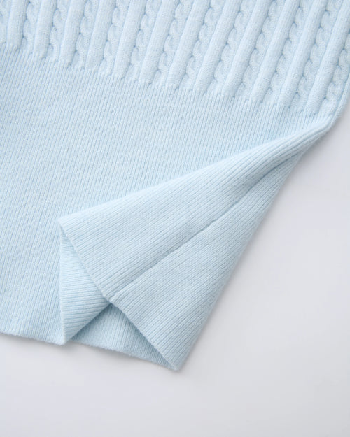 Colette cable knit cami top in ice blue by Angel Ruche, photo 13