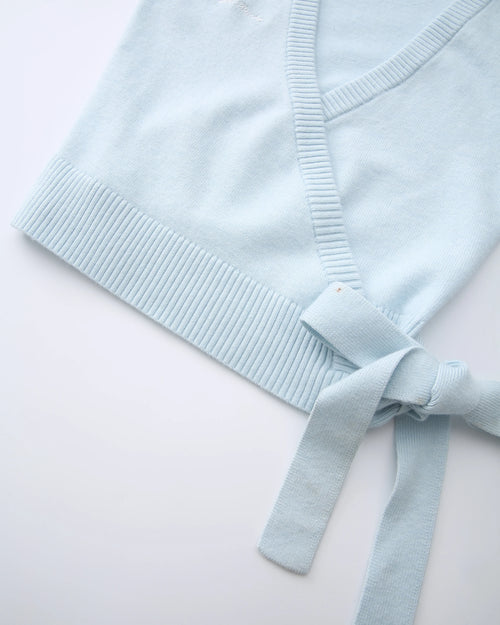 Ballet knit wrap cardigan in ice blue by Angel Ruche, photo 11