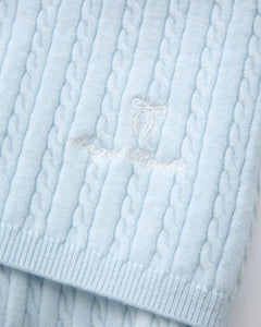 Colette cable knit fold over pants in ice blue by Angel Ruche, photo 12
