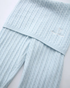 Colette cable knit fold over pants in ice blue by Angel Ruche, photo 13