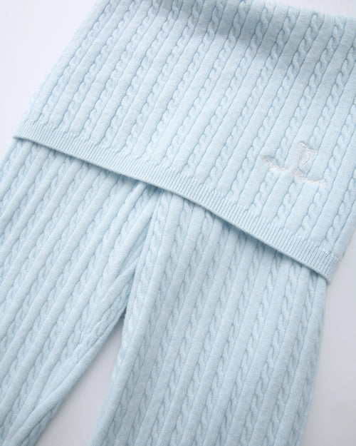 Colette cable knit fold over pants in ice blue by Angel Ruche, photo 13
