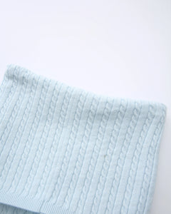 Colette cable knit fold over pants in ice blue by Angel Ruche, photo 14