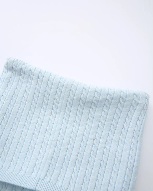 Colette cable knit fold over pants in ice blue by Angel Ruche, photo 14