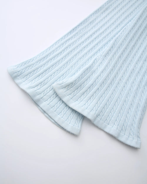 Colette cable knit fold over pants in ice blue by Angel Ruche, photo 16
