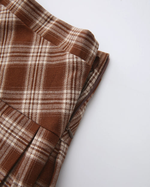 Girly Plaid pleated high rise skirt in brown by Angel Ruche, photo 6