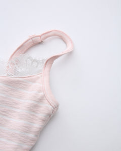 Muse cotton reversible lace cami in pink and grey stripe by Angel Ruche, photo 20