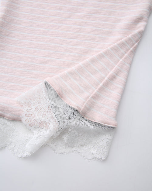 Muse cotton reversible lace cami in pink and grey stripe by Angel Ruche, photo 23