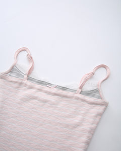 Muse cotton reversible lace cami in pink and grey stripe by Angel Ruche, photo 24