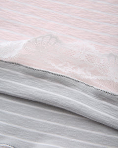 Muse cotton reversible lace cami in pink and grey stripe by Angel Ruche, photo 25