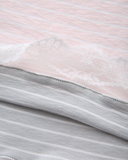 Muse cotton reversible lace cami in pink and grey stripe by Angel Ruche, photo 25
