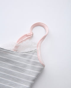 Muse cotton reversible lace cami in pink and grey stripe by Angel Ruche, photo 27