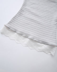 Muse cotton reversible lace cami in pink and grey stripe by Angel Ruche, photo 30