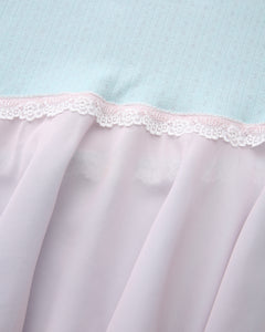 Dewdrop Reversible Lace Chiffon Skirt  (Pink Teal)