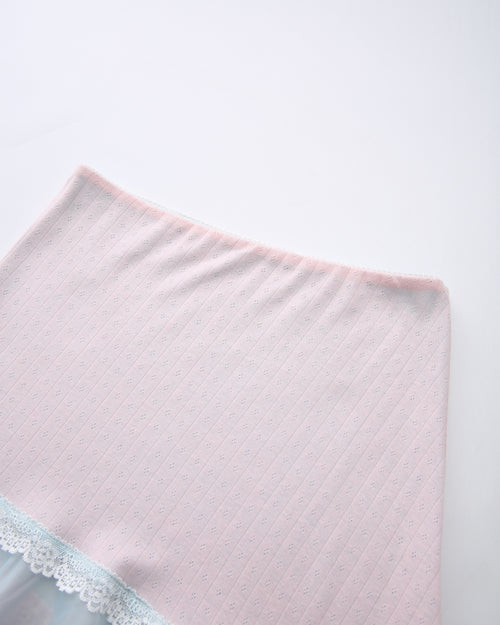 Dewdrop Reversible Lace Chiffon Skirt  (Pink Teal)
