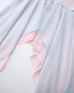 Dewdrop Reversible Lace Chiffon Skirt  (Pink Teal)