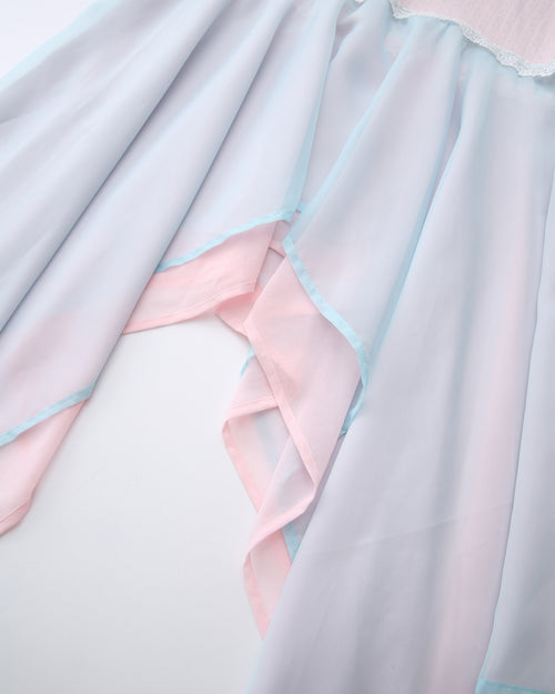 Dewdrop Reversible Lace Chiffon Skirt  (Pink Teal)