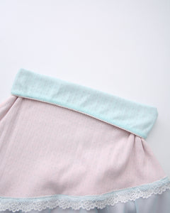 Dewdrop Reversible Lace Chiffon Skirt  (Pink Teal)