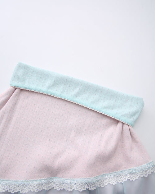 Dewdrop Reversible Lace Chiffon Skirt  (Pink Teal)