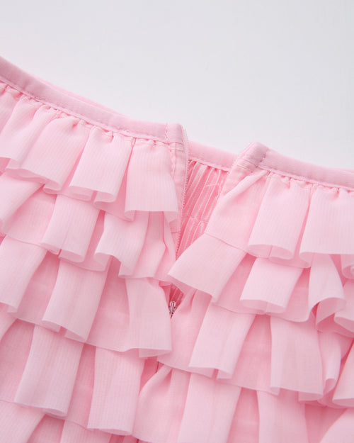 Delicate pink chiffon ruffle shorts by Angel Ruche, photo 15