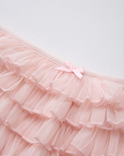 Delicate chiffon ruffle shorts in rose pink by Angel Ruche, photo 17