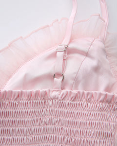 Rosé Princess fur chiffon babydoll dress in pink by Angel Ruche, photo 14