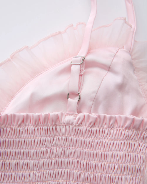 Rosé Princess fur chiffon babydoll dress in pink by Angel Ruche, photo 14