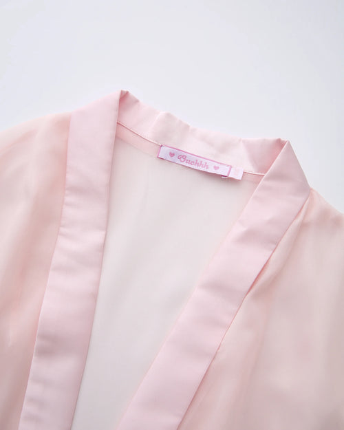 Rosé Princess fur chiffon robe in pink by Angel Ruche, photo 10