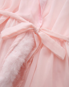Rosé Princess fur chiffon robe in pink by Angel Ruche, photo 15