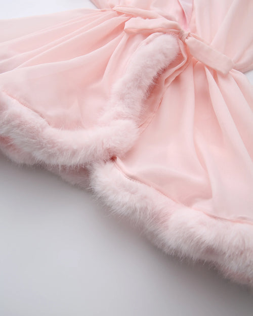 Rosé Princess fur chiffon robe in pink by Angel Ruche, photo 13