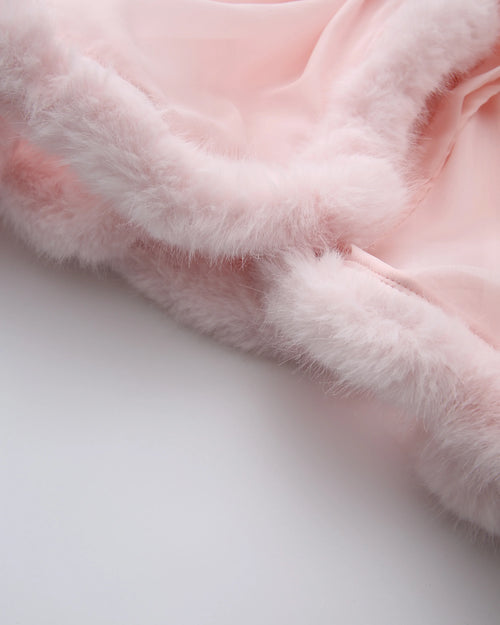 Rosé Princess fur chiffon robe in pink by Angel Ruche, photo 16