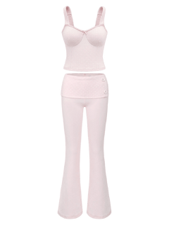 Whimsy Doll fold over long pants in white polka dot by Angel Ruche, photo 9