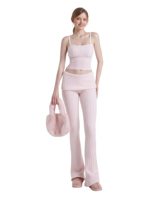 Colette cable knit set in soft pink by Angel Ruche, photo 2