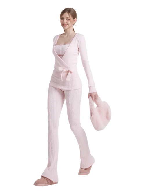 Colette cable knit set in soft pink by Angel Ruche, photo 8
