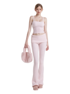 Colette cable knit set in soft pink with cami top and fold over pants, balletcore matching set by Angel Ruche