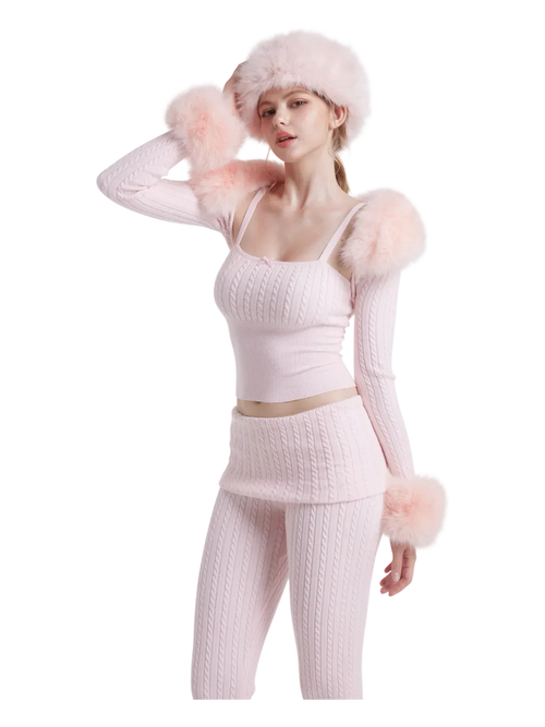 Colette cable knit set in soft pink by Angel Ruche, photo 11