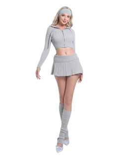 Cozy Cloud cable knit set in grey by Angel Ruche, photo 2