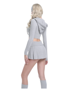 Cozy Cloud cable knit set in grey by Angel Ruche, photo 4