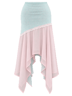 Dewdrop reversible lace chiffon skirt in pink and teal, coquette skirt by Angel Ruche