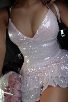 Rosette sequin matching set in pink by Angel Ruche, photo 18