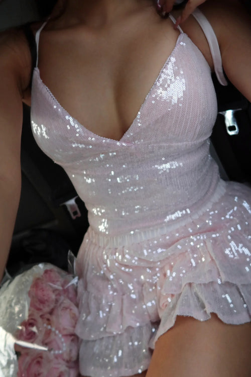 Rosette sequin matching set in pink by Angel Ruche, photo 18