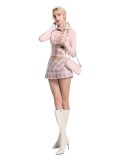Girly Plaid pleated mini skirt in pink by Angel Ruche, photo 20