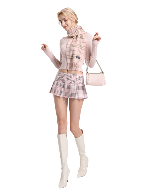 Girly Plaid pleated mini skirt in pink by Angel Ruche, photo 24